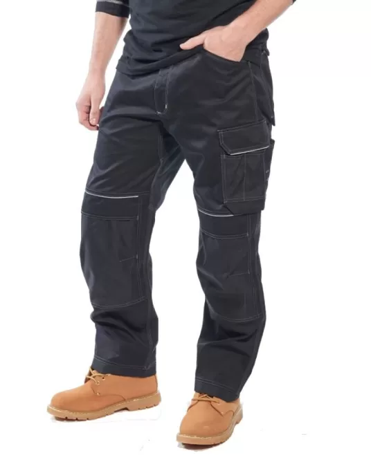 Pantaloni de lucru cargo PW3,  Bleumarin negru, tercot 300g/m2