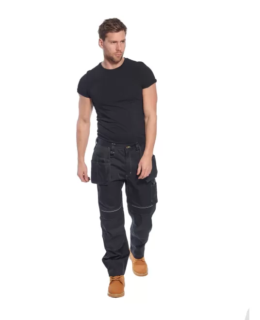 Pantaloni de lucru foarte rezistenti, buzunare pentru scule, tercot, 300g/m2, Gri si negru Pantaloni de lucru foarte rezistenti, buzunare pentru scule, tercot, 300g/m2, Gri si negru