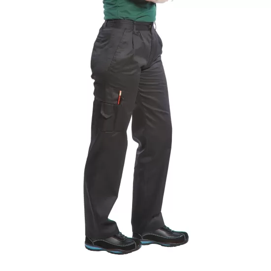 Pantaloni de lucru pentru femei, tercot, 210g/m2, buzunar lateral pe picior [C099] Negru