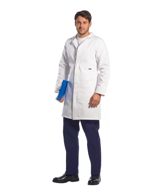 Halat medical pentru barbati, 3 buzunare, tercot, 245g/m2 [C852] Alb