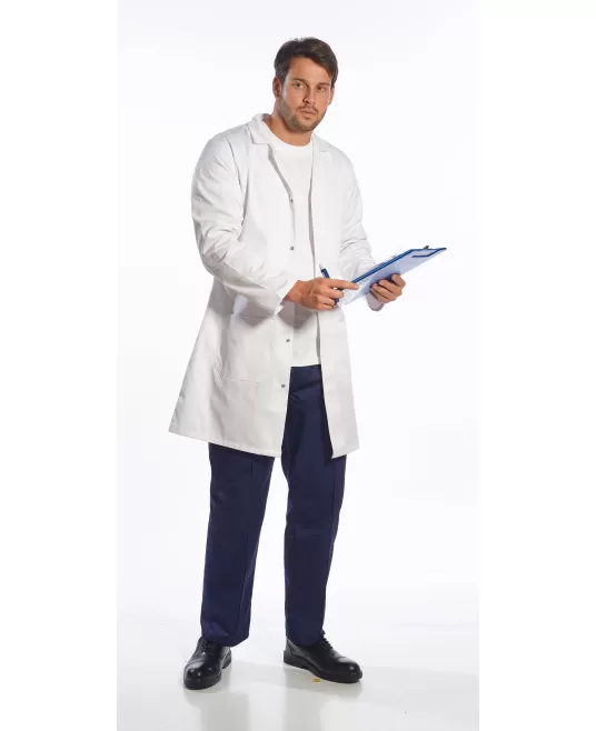 Halat medical pentru barbati, 3 buzunare, tercot, 245g/m2 [C852] Alb