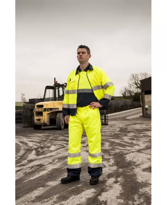 Jacheta HiVis premium tercot 245g/m2, galben bleumarin