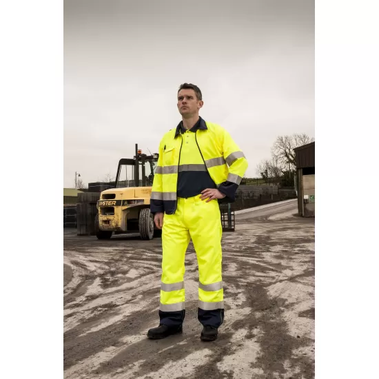 Jacheta HiVis premium tercot 245g/m2, portocaliu bleumarin Jacheta HiVis premium tercot 245g/m2, portocaliu bleumarin