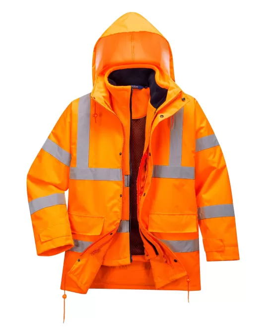 Jacheta impermeabila reflectorizanta, inalta vizibilitate [RT63] Portocaliu