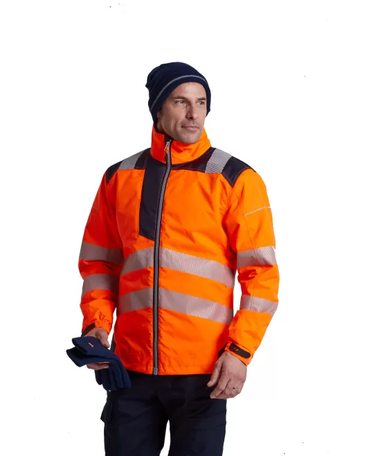 Jacheta premium softshell HiVis reflectorizant PW3, Portocaliu negru Jacheta premium softshell HiVis reflectorizant PW3, Portocaliu negru