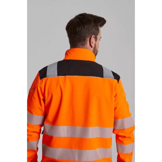 Jacheta premium softshell HiVis reflectorizant PW3, Portocaliu negru Jacheta premium softshell HiVis reflectorizant PW3, Portocaliu negru