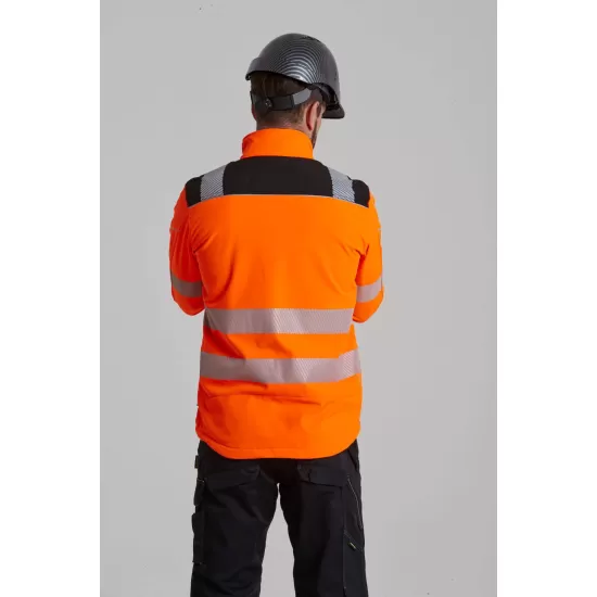 Jacheta premium softshell HiVis reflectorizant PW3, Portocaliu negru Jacheta premium softshell HiVis reflectorizant PW3, Portocaliu negru