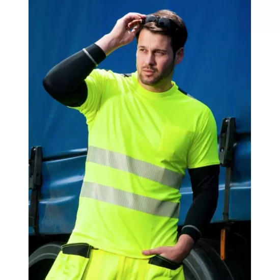 Tricou cu maneca scurta HiVis reflectorizant, calitate premium PW3 [T181] Galben fosforescent