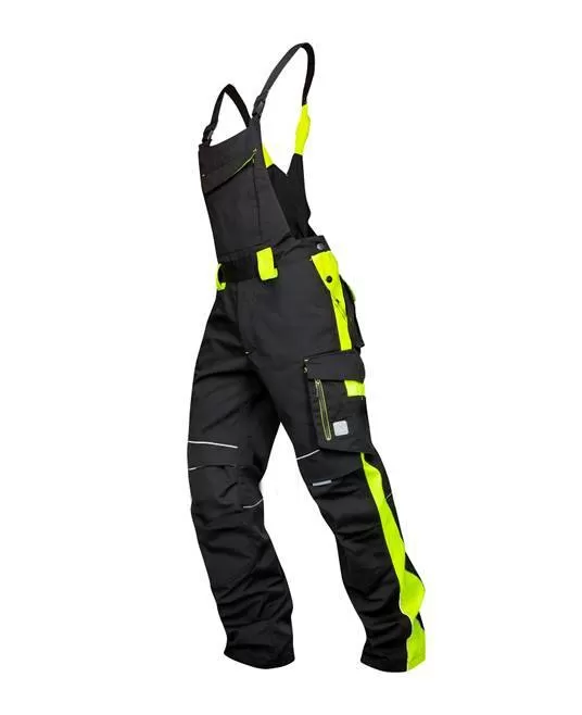 Salopeta cu pieptar calitate premium  tercot kanvas 270g/m2 Neon Negru si galben Salopeta cu pieptar calitate premium  tercot kanvas 270g/m2 Neon Negru si galben