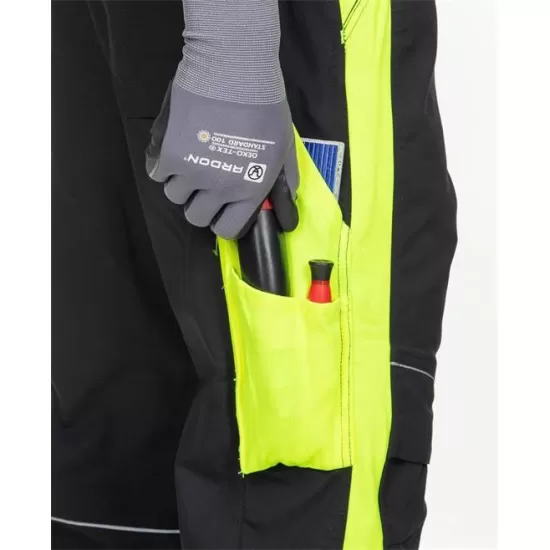 Salopeta cu pieptar calitate premium tercot kanvas 270g/m2 Neon Negru si galben Salopeta cu pieptar calitate premium tercot kanvas 270g/m2 Neon Negru si galben