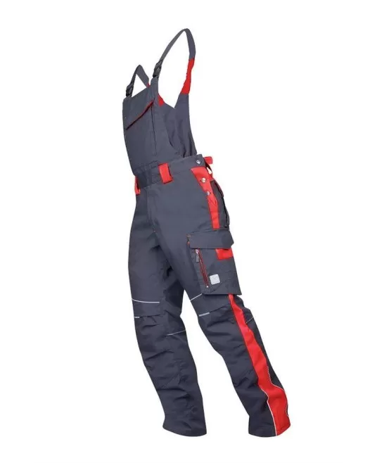 Salopeta cu pieptar calitate premium tercot kanvas 270g/m2 Neon Gri cu rosu Salopeta cu pieptar calitate premium tercot kanvas 270g/m2 Neon Gri cu rosu