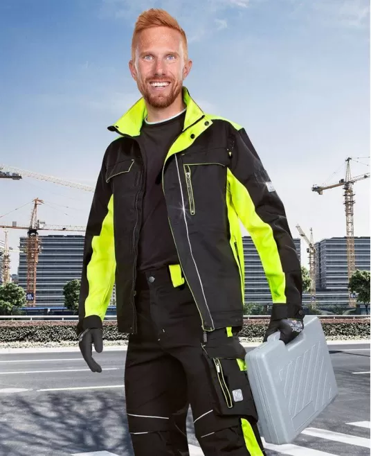 Jacheta calitate premium, tercot kanvas 270g/m2 Neon Negru si galben Jacheta calitate premium, tercot kanvas 270g/m2 Neon Negru si galben