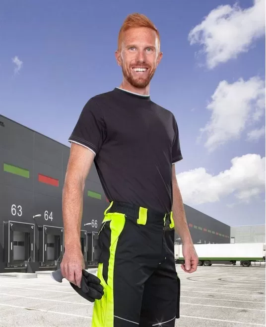 Pantaloni de lucru calitate premium, tercot kanvas 270g/m2 Neon Negru si galben Pantaloni de lucru calitate premium, tercot kanvas 270g/m2 Neon Negru si galben