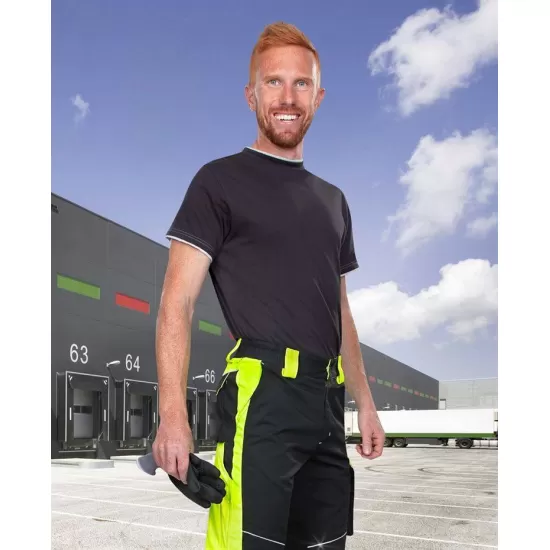 Pantaloni de lucru calitate premium, tercot kanvas 270g/m2 Neon Negru si galben Pantaloni de lucru calitate premium, tercot kanvas 270g/m2 Neon Negru si galben