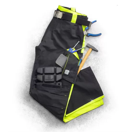 Pantaloni de lucru calitate premium, tercot kanvas 270g/m2 Neon Negru si galben Pantaloni de lucru calitate premium, tercot kanvas 270g/m2 Neon Negru si galben