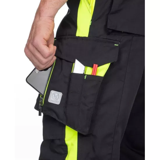 Pantaloni de lucru calitate premium, tercot kanvas 270g/m2 Neon Negru si galben Pantaloni de lucru calitate premium, tercot kanvas 270g/m2 Neon Negru si galben