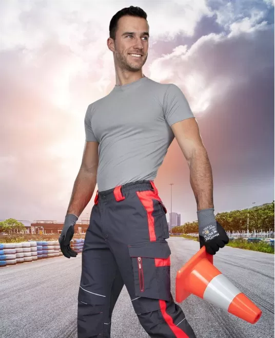 Pantaloni de lucru calitate premium, tercot kanvas 270g/m2 Neon Gri si rosu Pantaloni de lucru calitate premium, tercot kanvas 270g/m2 Neon Gri si rosu