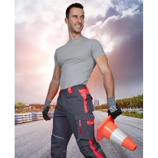 Pantaloni de lucru calitate premium, tercot kanvas 270g/m2 Neon Gri si rosu Pantaloni de lucru calitate premium, tercot kanvas 270g/m2 Neon Gri si rosu