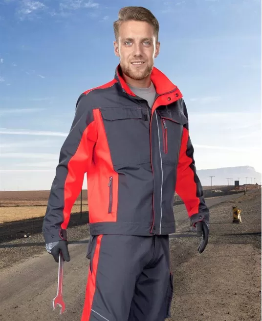 Jacheta calitate premium, tercot kanvas 270g/m2 Neon Gri cu rosu Jacheta calitate premium, tercot kanvas 270g/m2 Neon Gri cu rosu