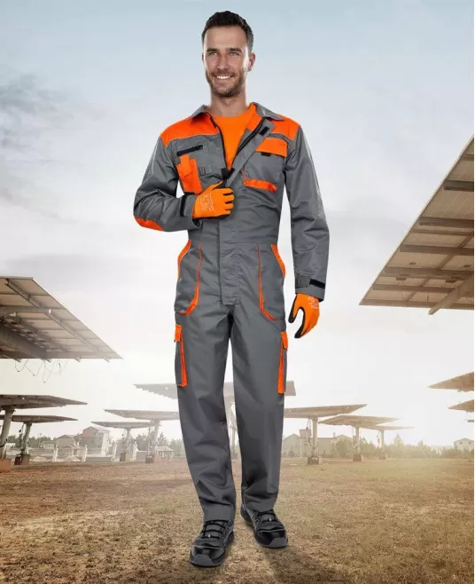 Combinezon de lucru tercot 235g/m2 Strong Gri si Portocaliu Combinezon de lucru tercot 235g/m2 Strong Gri si Portocaliu