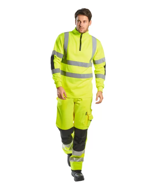 Hanorac HiVis cu fermoar scurt, 300g/m2, galben Hanorac HiVis cu fermoar scurt, 300g/m2, galben