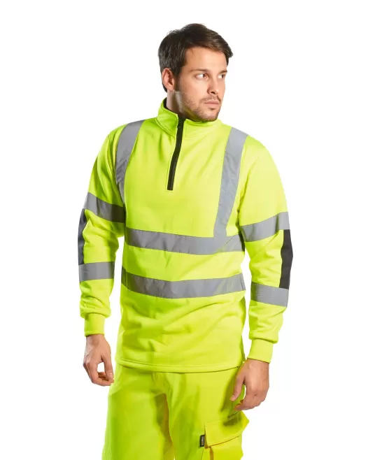 Hanorac HiVis cu fermoar scurt, 300g/m2, galben Hanorac HiVis cu fermoar scurt, 300g/m2, galben