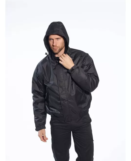 Jacheta premium vatuita cu gluga, impermeabila,Negru