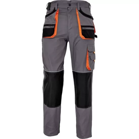 Pantaloni de lucru Carl, tercot 235g/m2, Gri cu portocaliu Pantaloni de lucru Carl, tercot 235g/m2, Gri cu portocaliu