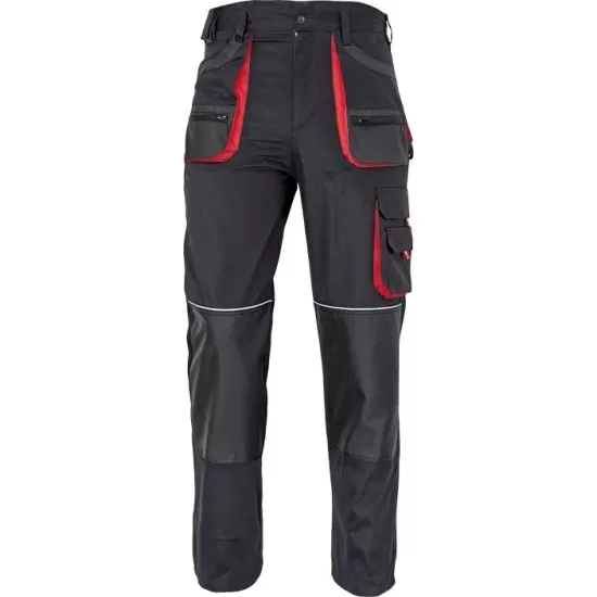 Pantaloni de lucru Carl, tercot 235g/mp, Negru-rosu Pantaloni de lucru Carl, tercot 235g/mp, Negru-rosu