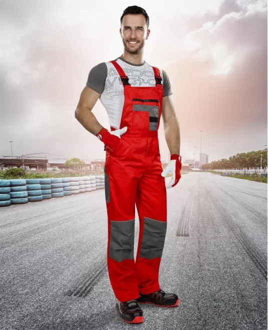 Salopeta de lucru foarte rezistenta la uzura, tercot 235g/m2, 2Strong Rosu Salopeta de lucru foarte rezistenta la uzura, tercot 235g/m2, 2Strong Rosu