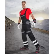 Salopeta cu pieptar Cool Trend Reflex dungi reflectorizante, bumbac 260g/m2 Negru Salopeta cu pieptar Cool Trend Reflex dungi reflectorizante, bumbac 260g/m2 Negru