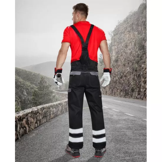 Salopeta cu pieptar Cool Trend Reflex dungi reflectorizante, bumbac 260g/m2 Negru Salopeta cu pieptar Cool Trend Reflex dungi reflectorizante, bumbac 260g/m2 Negru
