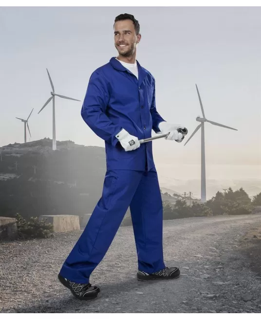 Costum salopeta (jacheta+pantaloni) bumbac 245g/m2 Albastru Royal Costum salopeta (jacheta+pantaloni) bumbac 245g/m2 Albastru Royal