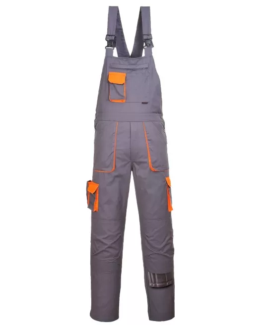 Salopeta de lucru cu pieptar, tercot 245g/m2,colectia Texo Contrast [TX12] Gri-portocaliu