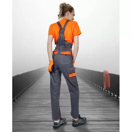 Salopeta cu pieptar femei, bumbac 260g/m2, Cool Trend Gri si Portocaliu Salopeta cu pieptar femei, bumbac 260g/m2, Cool Trend Gri si Portocaliu