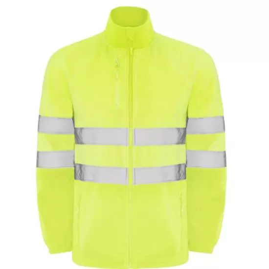 Jacheta fleece reflectorizanta, calduroasa, rezistenta la vant, galben neon Jacheta fleece reflectorizanta, calduroasa, rezistenta la vant, galben neon