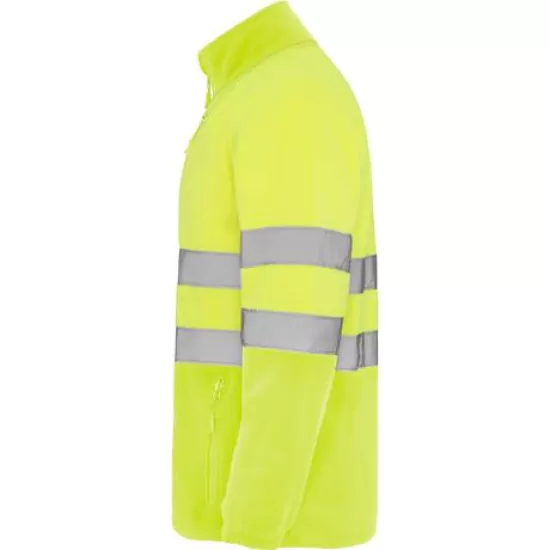Jacheta fleece reflectorizanta, calduroasa, rezistenta la vant, galben neon Jacheta fleece reflectorizanta, calduroasa, rezistenta la vant, galben neon