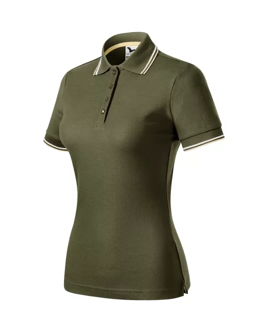 Tricou polo subtire, 180 g/mp, pentru femei, Malfini Focus 233, military Tricou polo subtire, 180 g/mp, pentru femei, Malfini Focus 233, military
