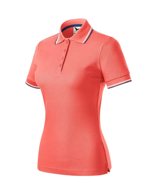 Tricou polo subtire, 180 g/mp, pentru femei, Malfini Focus 233, coral Tricou polo subtire, 180 g/mp, pentru femei, Malfini Focus 233, coral