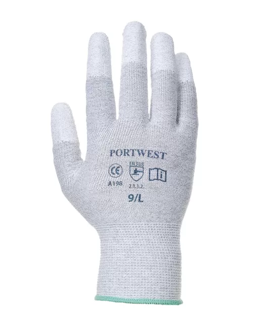 Manusi de protectie ESD antistatice, impregnate cu PU pe varful degetelor [A198] Gri