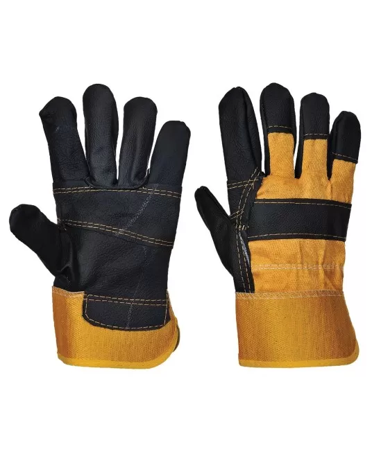 Manusi de protectie pentru uz general, piele bovina si bumbac [A200] Galben