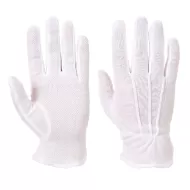 Manusi din bumbac cu picouri PVC, albe cu manseta colorata