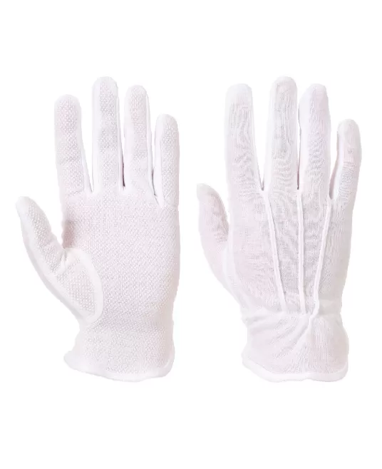 Manusi din bumbac cu picouri PVC, albe cu manseta colorata