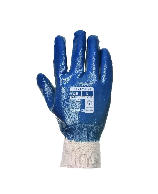 Manusi de protectie din nitril, rezistente la uleiuri si carburanti, manseta stransa [A300] Bleumarin