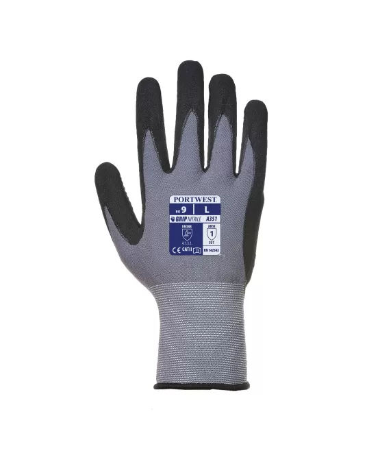 Manusi de protectie din spuma de nitril, picouri in palma [A351] Gri si negru