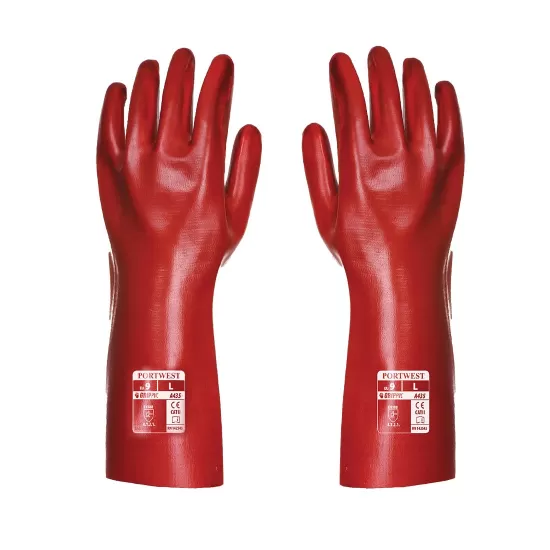 Manusi PVC impermeabile, manipulare uleiuri, lungime 35 cm, rosii Manusi PVC impermeabile, manipulare uleiuri, lungime 35 cm, rosii