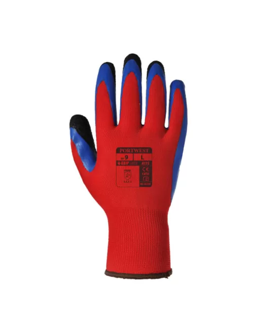 Manusi de protectie dublu impregnate in latex [A175] Rosu si albastru