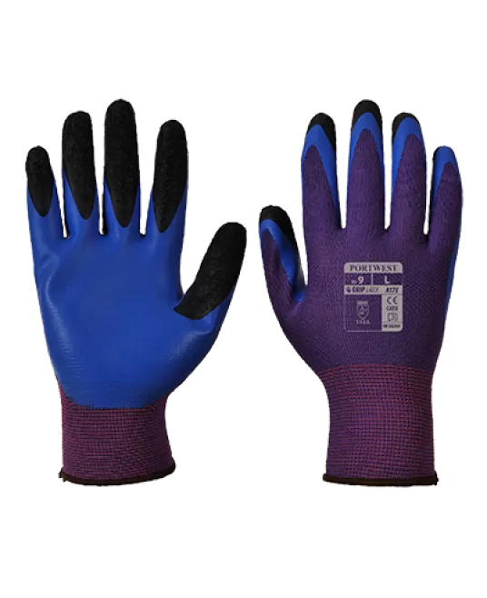 Manusi de protectie dublu impregnate in latex [A175] Rosu si albastru