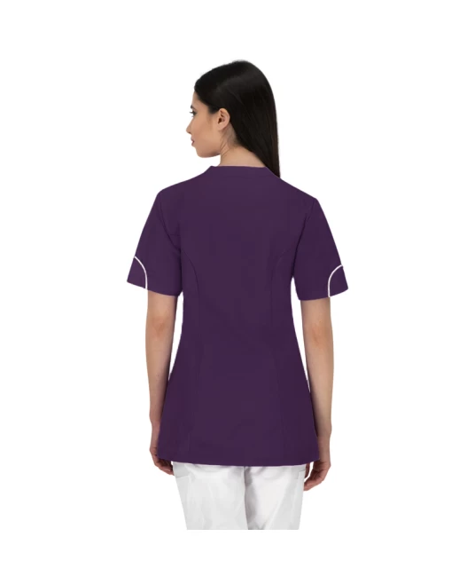 Halat scurt cu nasturi si buzunare, tercot 160g/mp, mov inchis Halat scurt cu nasturi si buzunare, tercot 160g/mp, mov inchis