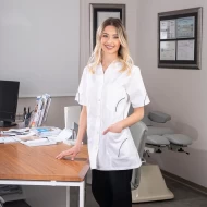 Halat scurt cu nasturi si buzunare, tercot 160g/mp, alb